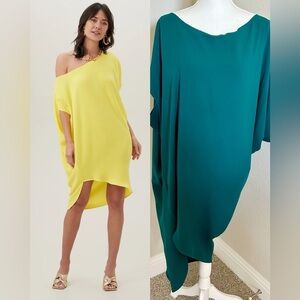 Trina Turk Radiant Dress Drapey Casual Stretch Jersey Green XL